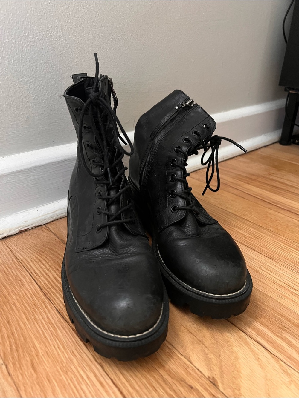 Lace-up Leather Combat Boots